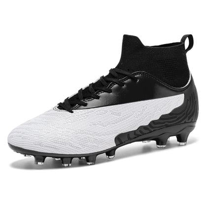 Black Men Soccer Shoes AG/FG Cleats Training Football Boots For Men High Ankle Sport Shoes Kids Adults Sneakers 35-45