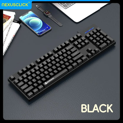 NexusClick Wireless Gaming Office Keyboard & Mouse Set Smart Power Saving Full Size 104 Keys 1600DPI Adjustable USB for Laptop PC