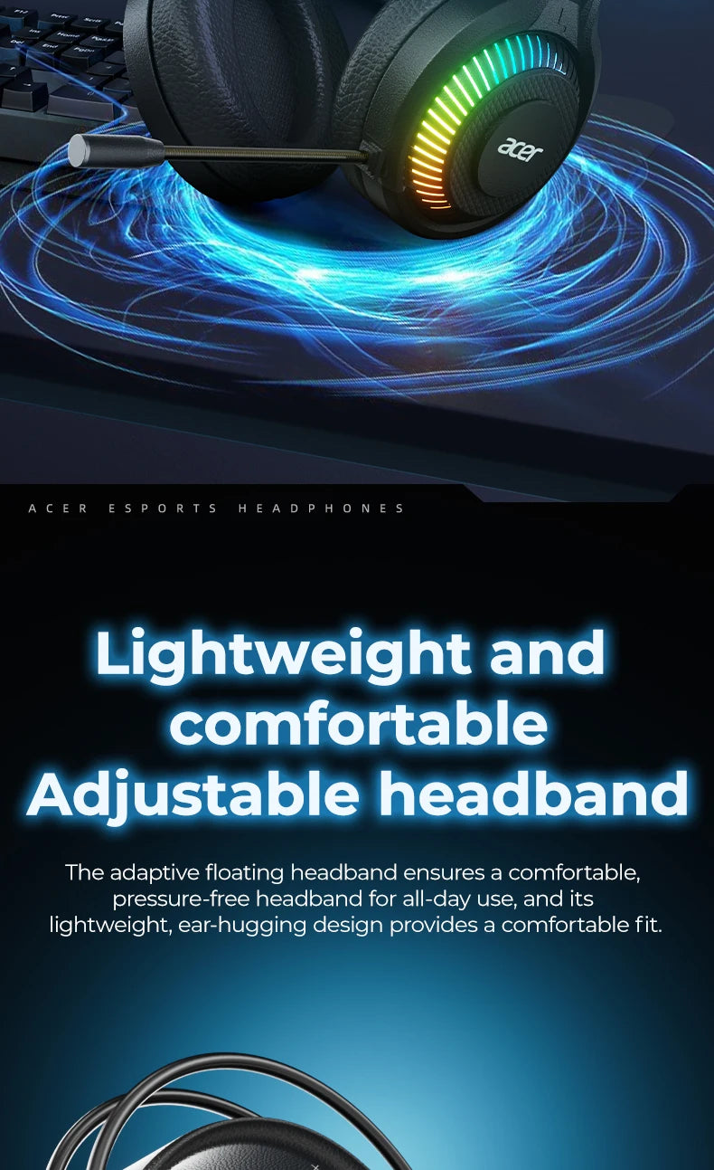 RGB Wired Gaming Earphones with Mic – Low Latency Surround Sound RGB Cool Lighting Gaming Headset with Noise Isolation & Comfort Fit