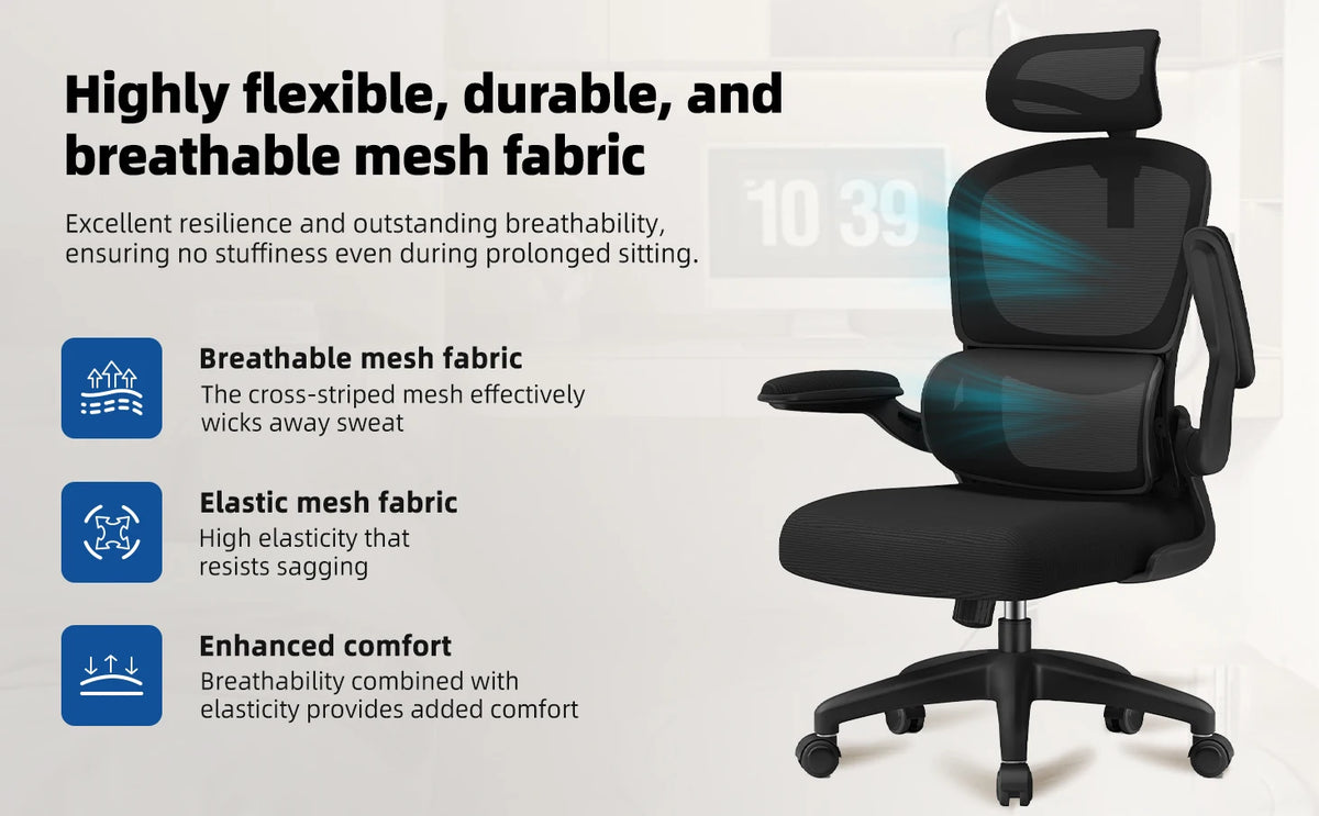 Daccormax Ergonomic Office Chair with Lumbar Support, Adjustable Headrest & Armrests, Computer Desk Chair with 150kg Capacity