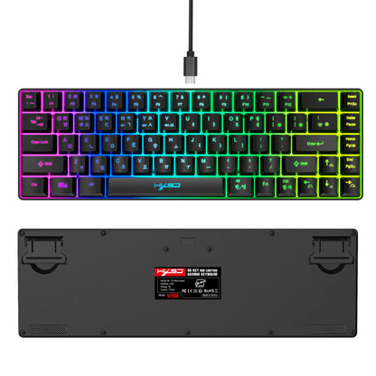 Tastiera gaming 68 tasti USB cablata portatile con retroilluminazione RGB 20, layout coreano, per laptop e computer Windows