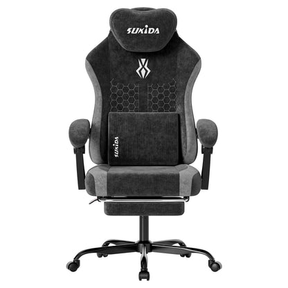 SUKIDA Ergonomic Gaming Chair Breathable Fabric Office Chair with Lumbar Support, Adjustable Height PC Gaming Chair, Comfortable Executive Desk Chair