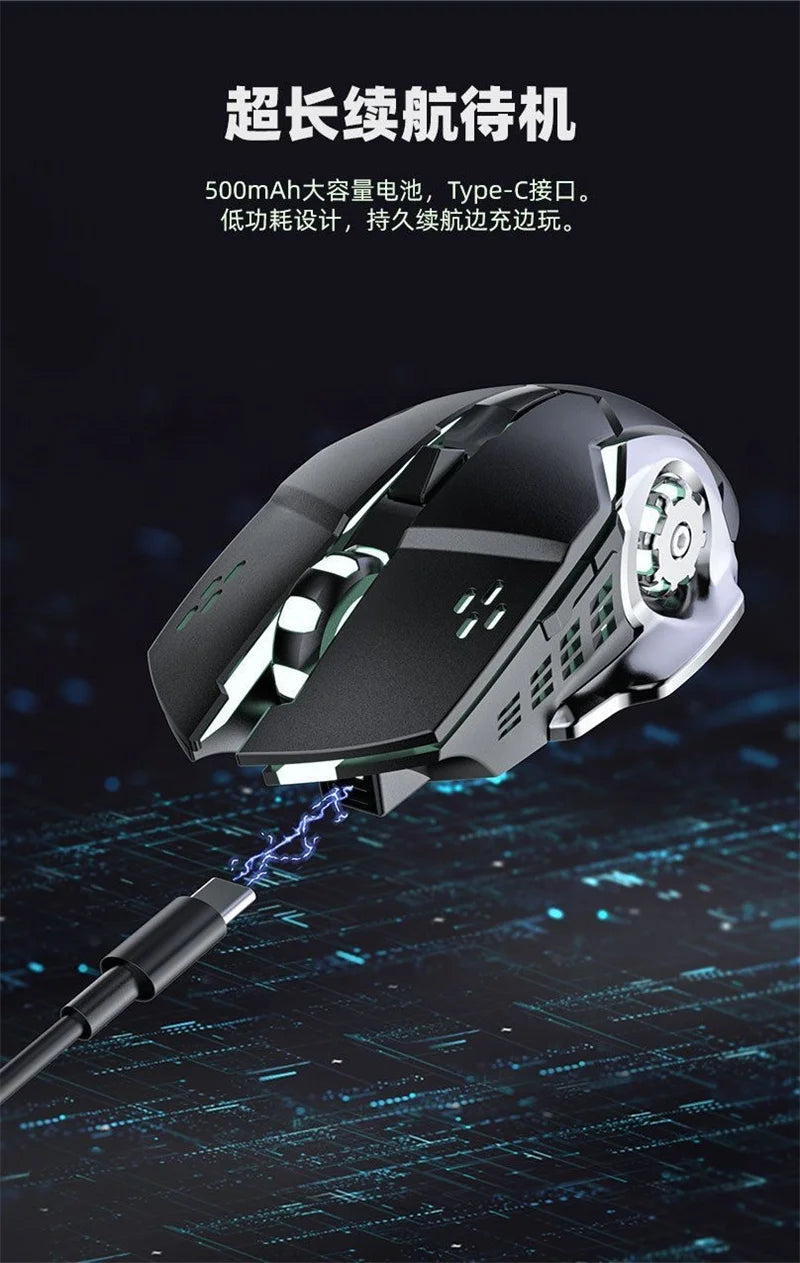 Mouse RGB dual-mode cablato e wireless 2.4G, mouse gaming ricaricabile silenzioso, mouse regolabile 3600 DPI per laptop