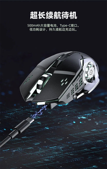Mouse RGB dual-mode cablato e wireless 2.4G, mouse gaming ricaricabile silenzioso, mouse regolabile 3600 DPI per laptop
