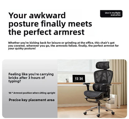 Ergonomic Office Chair with 10D Armrest, Adjustable Height Gaming Chair, Minimalist Computer Chair with Lumbar Support for Study & Work