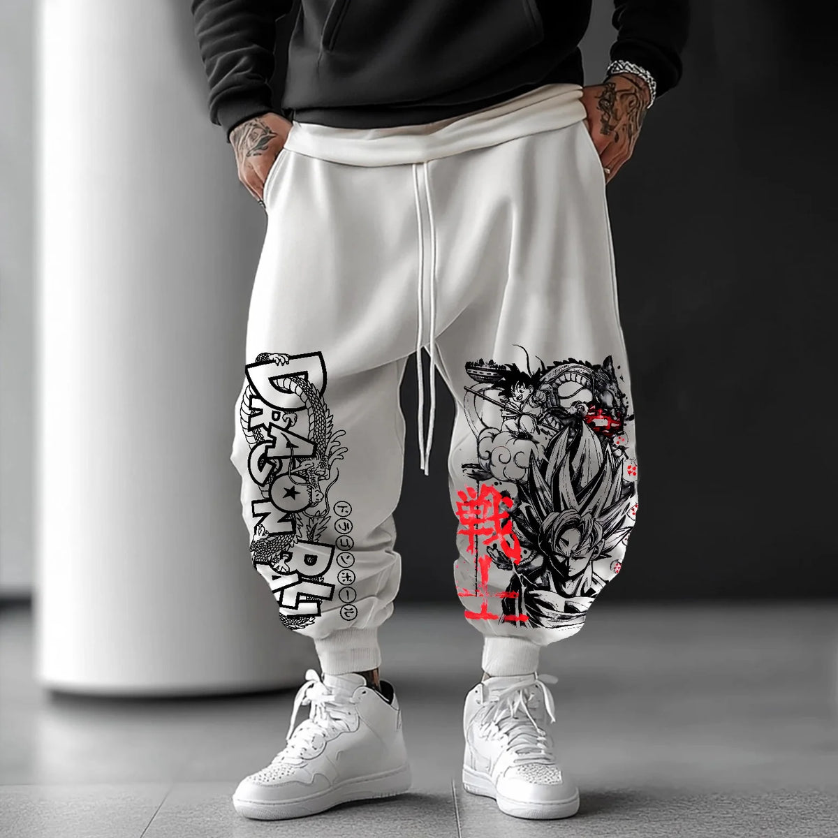 2026Trendy Men's Summrt Sweatpants Japanese Anime Dragon Ball Z Majin Buu Graphic Pants Harajuku Y2k Streetwear Outdoor Leggings