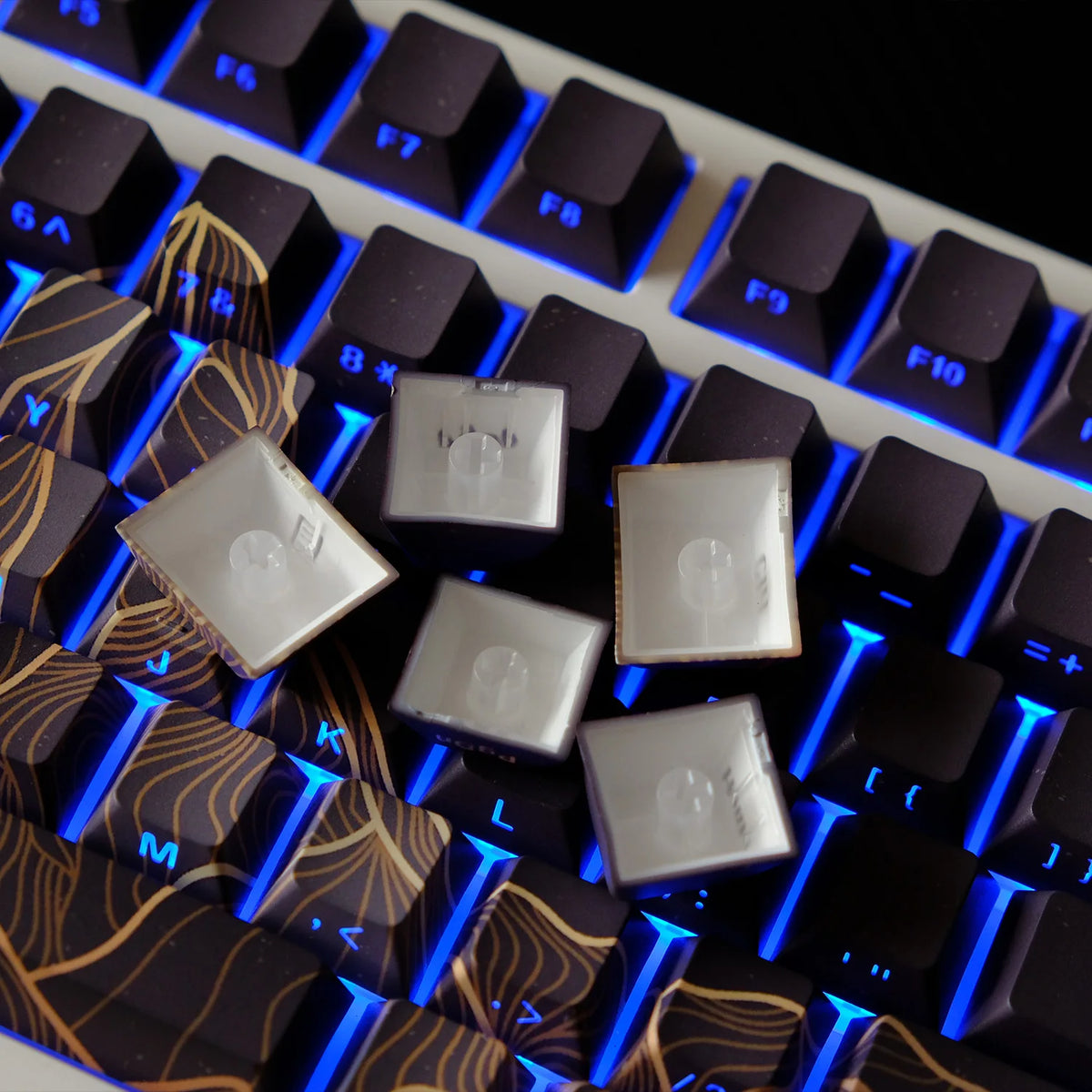 KYOMOT 135 Keys PBT Side Print Keycap Double Shot Cherry Profile Shine Through Keycaps for MX Switch Games Mechanical Keyboard