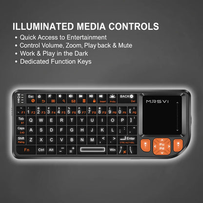 MRSVI Mini Bluetooth Keyboard A8 PLUS,Backlit 2.4GHz Wireless Keyboard with Touchpad for Android TV Box,Mac,Laptop,Windows