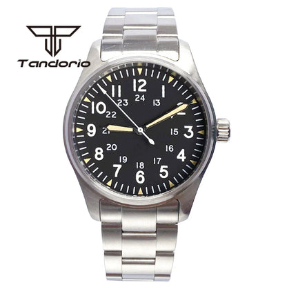 Tandorio 39mm Diving Pilot Automatic Watch for Men NH35/PT5000/Miyota8215 Movement AR Sapphire Crystal 20BAR Waterproof Luminous