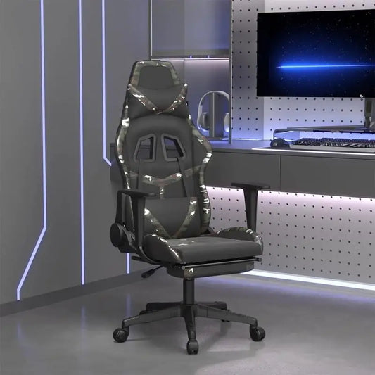 Gaming Chair with Massage Lumbar Support & Footrest, Adjustable Reclining Gaming Chair, 360° Swivel Ergonomic Gaming Chair for Office & PC Gaming