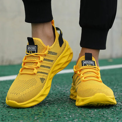 Unisex Men Sneakers Shoes Comfortable Breathable Couple Running Women Tennis Sports Shoe Size 37-47 Yellow Walking Sneaker