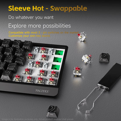 AJAZZ NK68 V2 Wired Mechanical Keyboard Plug and Play 65% Layout Design Sleeve Hot 68-Key Keyboard Colorful Backlight for PC