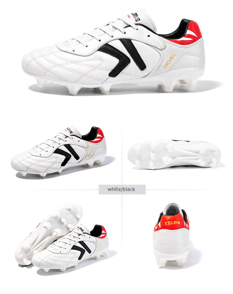 KELME FG Soccer Shoes Original Cow-Skin Sneakers Men Professional Grass Non-Slip Sports Training  Football Boots  ZX80011018