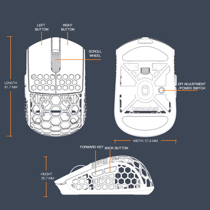 Mouse gaming wireless Darmoshark M5Air in fibra di carbonio forgiata 8K PAW3950 30K DPI per mani piccole, presa fingertip, macro di gioco, ultraleggero