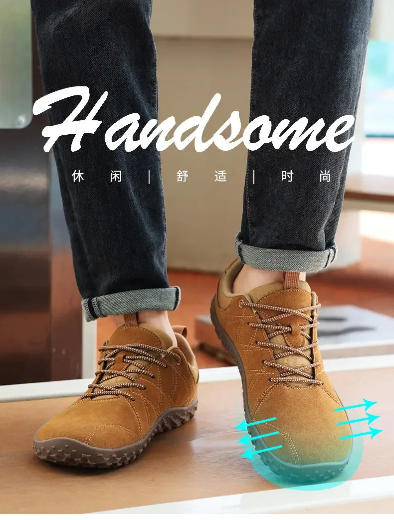 Suede Leather Shoes PU Fabric Wide Toe Shoe Anti Slip Hiking Shoe Workwear Men's Sports Shoes Women's Outdoor Walking Shoes