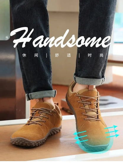 Suede Leather Shoes PU Fabric Wide Toe Shoe Anti Slip Hiking Shoe Workwear Men's Sports Shoes Women's Outdoor Walking Shoes