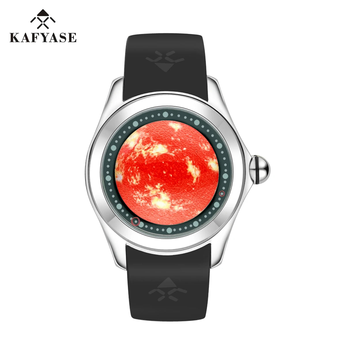 KAFYASE Fashion Earth  Bubble Rubber Automatic Watches Luxury Men 46mm Mechanical Wristwatches Art Eye Ball Dial Classic Watch