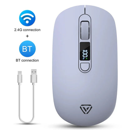 Lenovo Wireless Mouse Bluetooth 2.4G With Smart Display Silent Portable Silent Click Mouse Rechargeable Office Computers Laptops