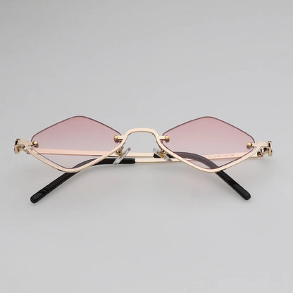 Fashion Small Polygonal Sunglasses Women Luxury Brand Metal Half Frame Sun Glasses Ladies Hipster sexy Cat Eye Shades Vintage