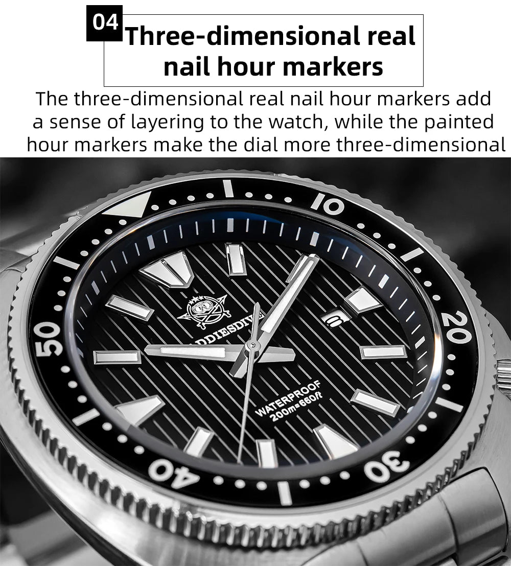 ADDIESDIVE Luxury Men's Watches Stainless Steel Sapphire Crystal Quartz Watch for Men Luminous 20Bar Waterproof NEW Wristwatches