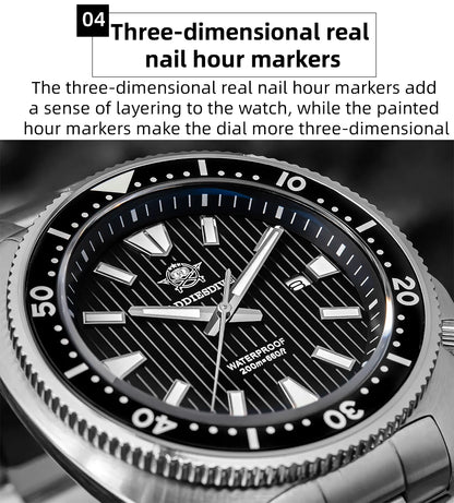 ADDIESDIVE Luxury Men's Watches Stainless Steel Sapphire Crystal Quartz Watch for Men Luminous 20Bar Waterproof NEW Wristwatches