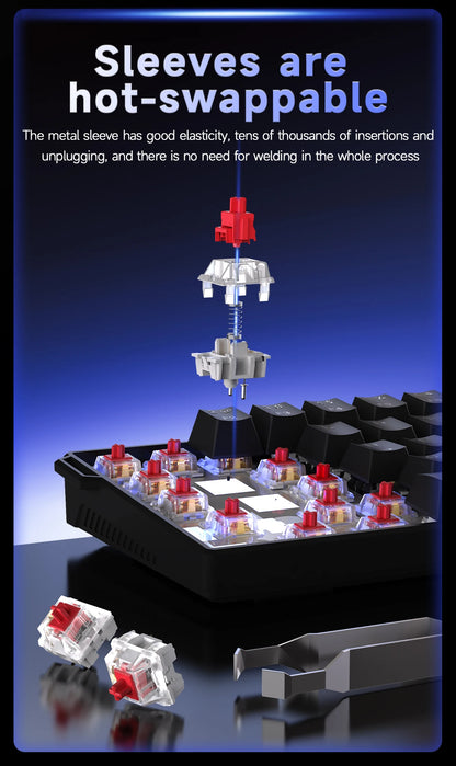 AJAZZ NK61 Wired 61-Key Gaming Mechanical Keyboard 60% RGB Lighting Hot-Swappable Red Switches 61 Keys Suitable for Gamers