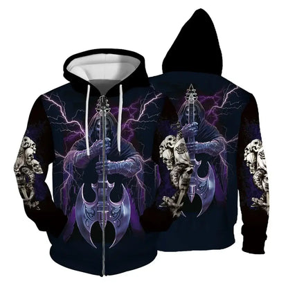Autumn Sweatshirt New In Hoodies & Sweatshirts Comfortable Fashion Skull Print Keep Warm Clothing Man Hoodie Men's Clothing Tops, Produit gaming premium Fraquane