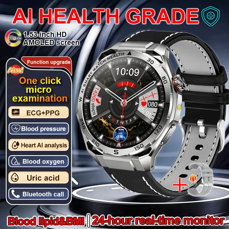 Smart Watch Men High-end Health Blood pressureblood oxygen lipids Uric acid Sapphire Smart watches Ai GPT Custom dial ECG 2026