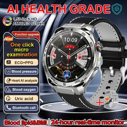 Smart Watch Men High-end Health Blood pressureblood oxygen lipids Uric acid Sapphire Smart watches Ai GPT Custom dial ECG 2026