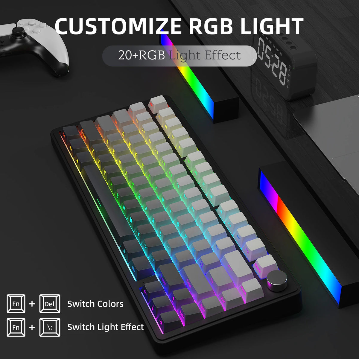 ATTACK SHARK X85 Tri-Mode Gasket Mechanical Keyboard 75% Wireless Hot Swappable RGB Gaming Keyboard with CNC Knob, 5-Layer Sound Dampening & NKRO