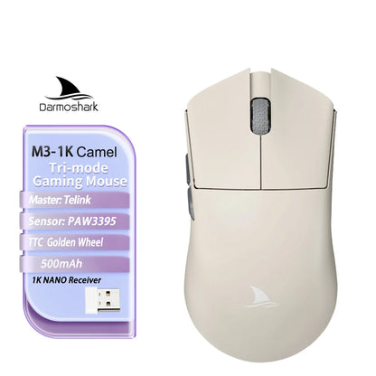 Ratón gaming Darmoshark M3 V2 Double 8K inalámbrico trimodo 26KDPI con sensor PAW3395, ratón macro para manos grandes para ordenador portátil y PC