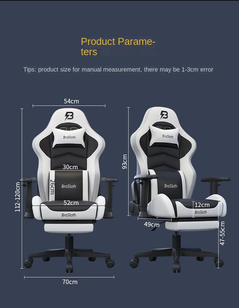 S8 Gaming Chair with 3D Armrests, Ergonomic Adjustable Backrest, Computer Office Chair, Leather Gamer Chair with Nylon Feet