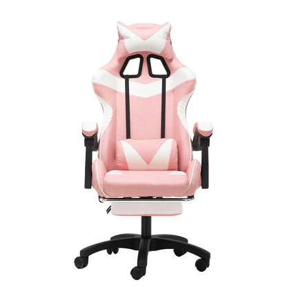 Ergonomic Gaming Chair with Lumbar Support, PU Leather Office Chair, Adjustable Height Computer Chair with Headrest, 360° Swivel