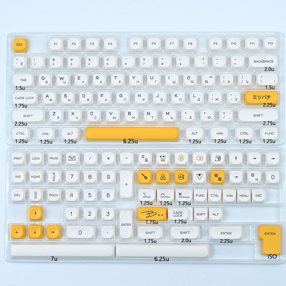 KBDiy KOA  Profile PBT Honey Milk Keycaps Russian Korean Japanese 137 Keys Caps for Mechanical Keyboard Keycap MAC for MX Switch