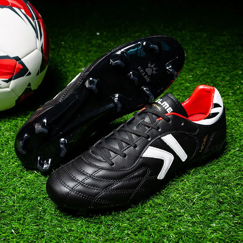 KELME Soccer Shoes TF Football Boots Calf-Skin Cleats  Professional Futsal Original Football Training  Sneakers  ZX80011017