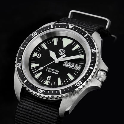 Watchdives WD1980 V3 38mm Men Watch Vintage VH31 Ronda 515 Sweep Seconds Quartz Movement Watches Luminous Sapphire Wristwatch