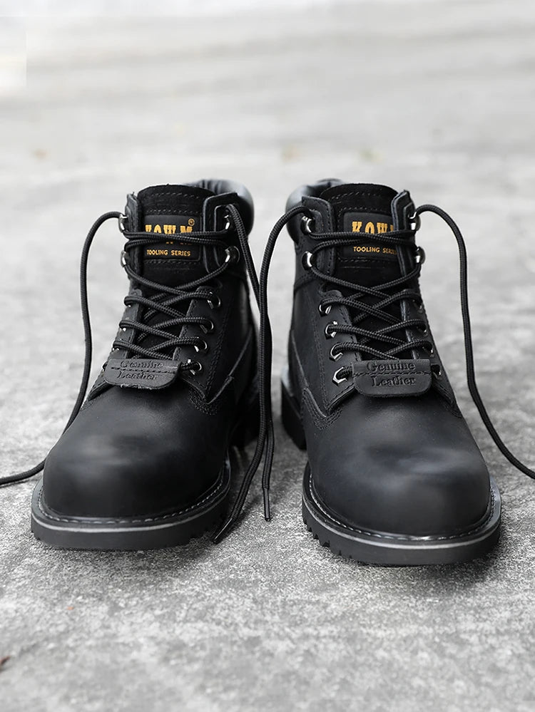 KOWM Cowhide Outdoor Men Hiking Shoes Waterproof Tactical Desert shoes Hunting Boots Snow Boots Fur Sneaker Women Trekking Shoes