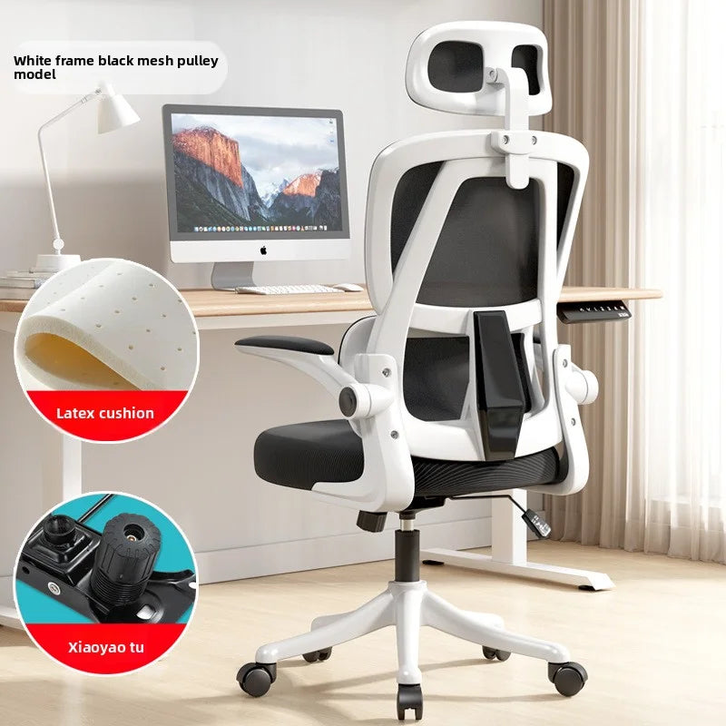 Ergonomic Home Office Chair with Back Support, Comfortable Desk Chair for Students, Rolling Study Chair with Armrests for Long Sitting