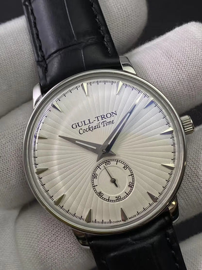 Espelho redondo estilo cocktail retro, mecânico, manual, estilo Bauhaus, elegante e bonito, caixa ultrafina, lâmina em forma de espada