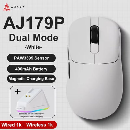 AJAZZ AJ179 V2 MAX Tri-Mode Wireless Gaming Mouse, 56g Lightweight PAW3311 Sensor, 12000 DPI, Rechargeable Right-Hand Gaming Mouse