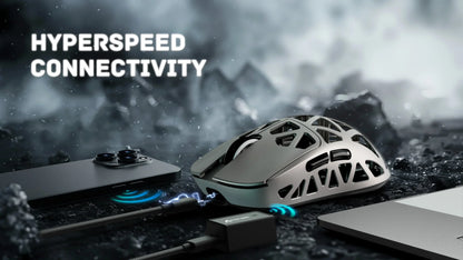 Ratón gaming ATTACK SHARK R2 de aleación de magnesio PAW3950, trimodo, 8000hz, 42000 DPI, ultraligero de 45g, microinterruptores de 100M clics