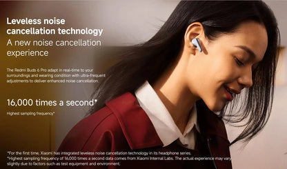 Xiaomi Redmi Buds 6 Pro Wireless Bluetooth Earphones – Hi-Res LDAC, 55dB Active Noise Cancelling ANC Earbuds with Microphone