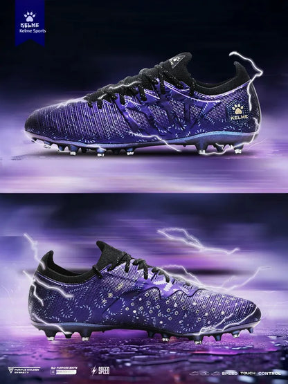 KELME Adult Football Shoes Men's Disease Electric 3.0 Short Spikes MG Professional Match Training Shoes Breathable