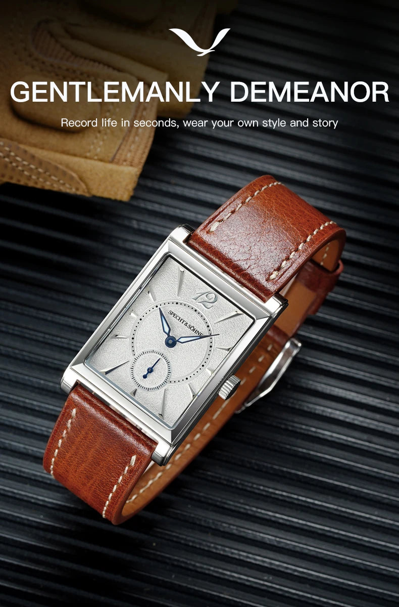 2025 New Fashion Specht & Söhne Square Watch Men's Watches Ultrathin Japan Movt Casual Men Watch Black Color Reloj Hombre 26MM