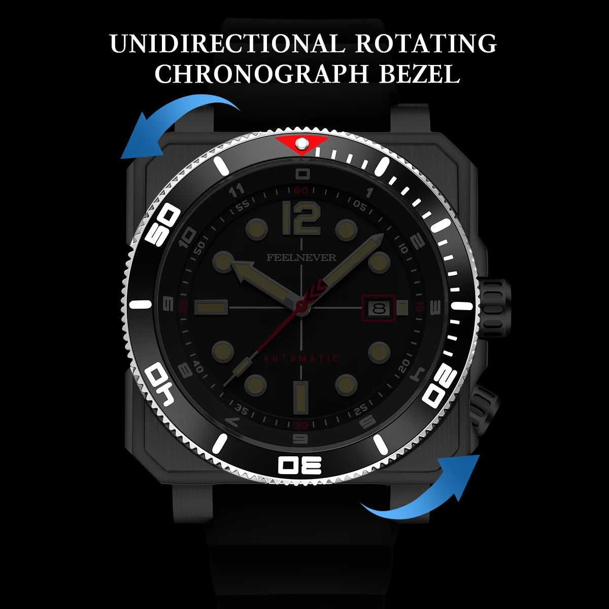 FeelNever 8215 Movement Automatic Dive Watch for Men Super Luminous 316 Steel Wristwatch Sapphire Sports Mechanical Male Watches