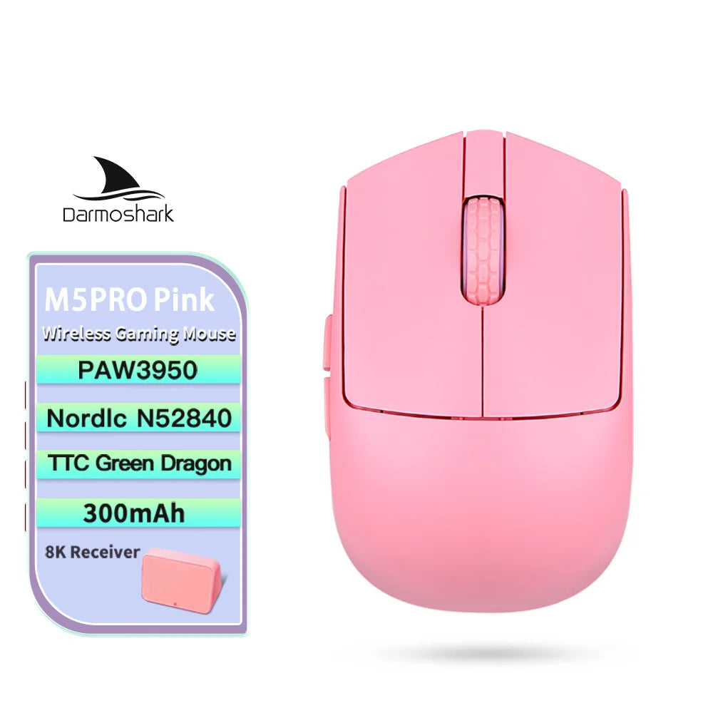 Darmoshark M5 Air Forged Carbon Fiber Gaming Mouse, Wireless 8K Gaming Mouse, 30K DPI Ultra-Lightweight Gaming Mouse for Finger Grip & Small Hands