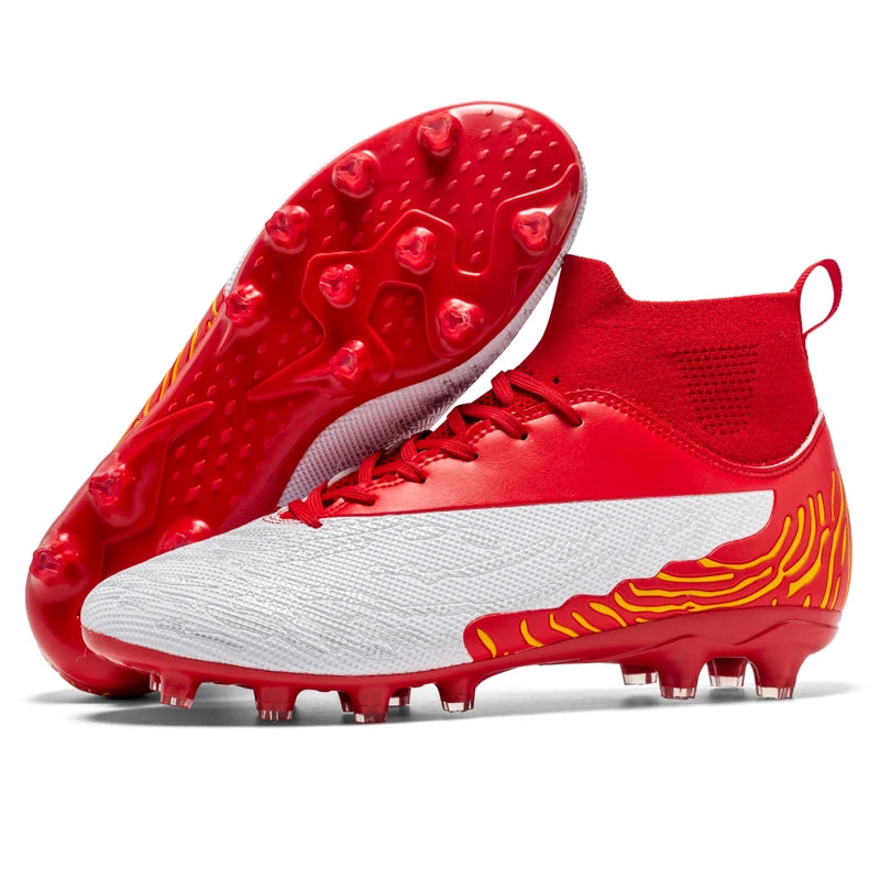 Black Men Soccer Shoes AG/FG Cleats Training Football Boots For Men High Ankle Sport Shoes Kids Adults Sneakers 35-45