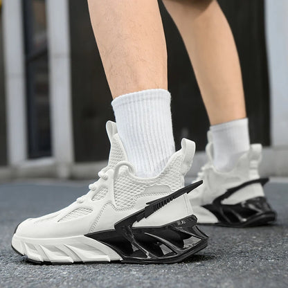 Mens Sports Shoes New Mesh Breathable Outdoor High Elasticity Running Shoes Fashionable Summer Comfortable Sports Tennis Shoes