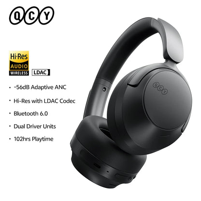 QCY H3S – Adaptiver ANC-Over-Ear-Bluetooth 6.0-Kopfhörer mit -56dB – Hi-Res LDAC Wireless-Headset, 102H Akku, räumlicher Klang mit Dual-Treiber