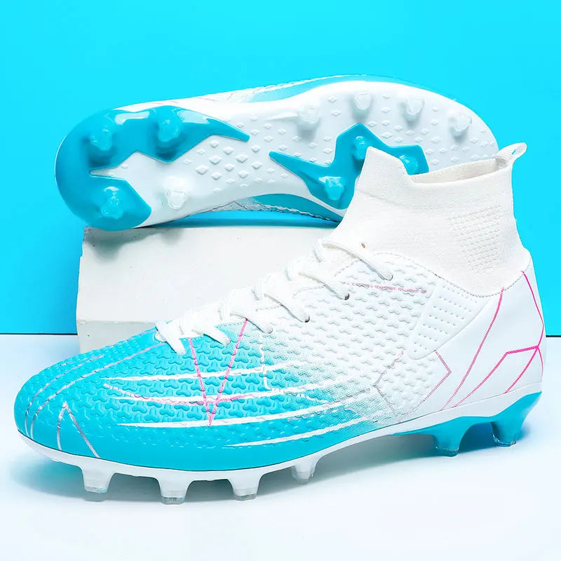 New Professional High Top Football Shoes Artificial Grass Leather Youth Students Training Soccer Shoes for Men And Women Sports